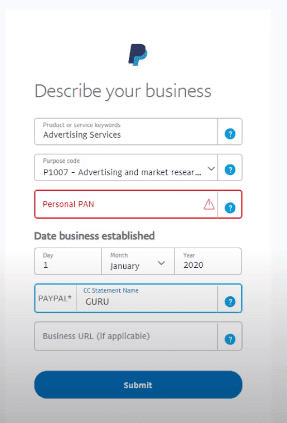 paypal business account setup 