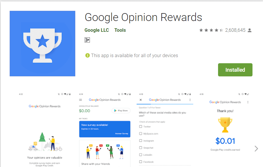 Google opinion rewards 