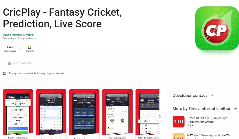 Fantasy Cricket Apps CricPlay